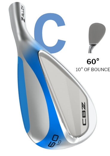 C-Shaped Sole: 60° - 10° of Bounce