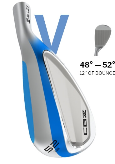 V-Shaped Sole: 48°–52° - 12° of Bounce